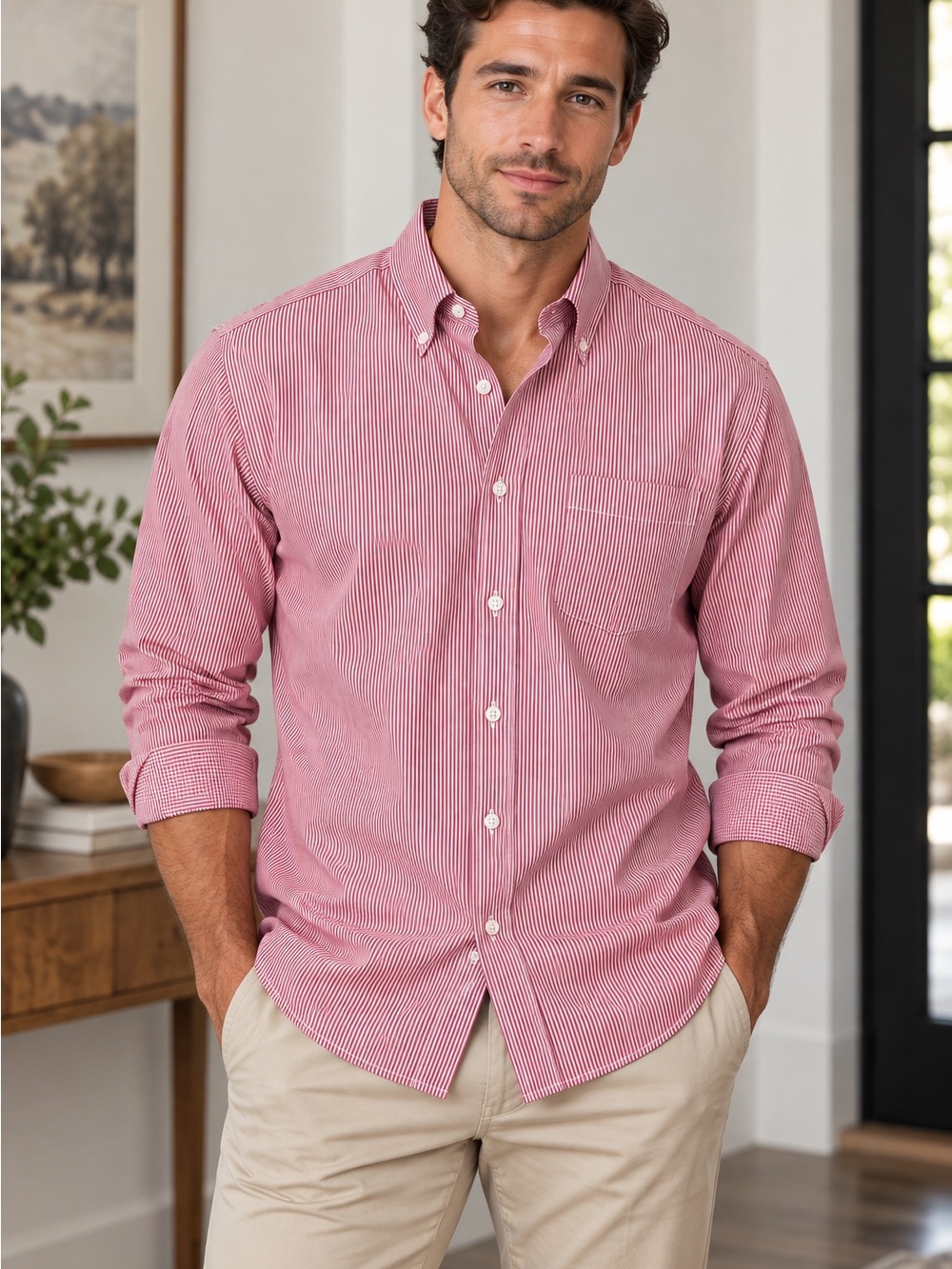 Brooks Brothers Pink and White Micro-Stripe Button-Down Shirt